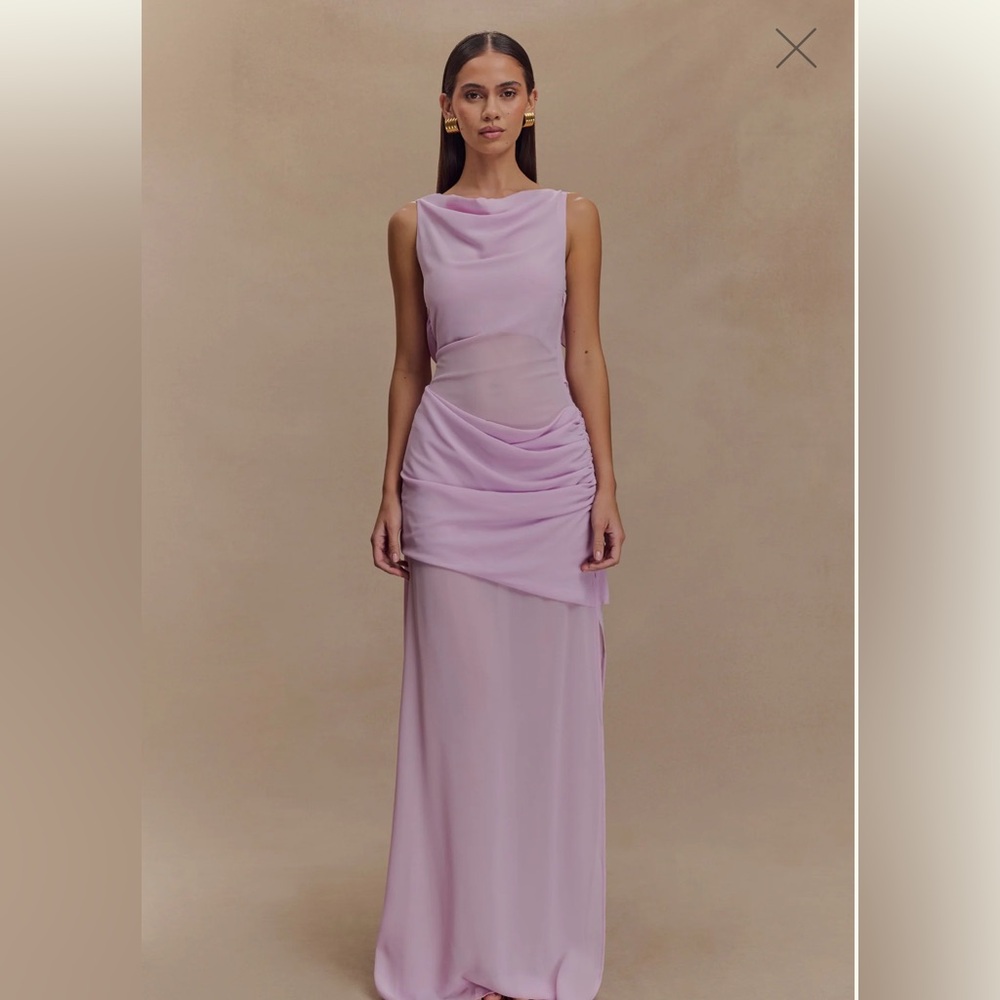 Meshki Daria Draped Chiffon Maxi Dress